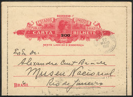 BRAZIL: RHM.CB-95 Lettercard, Sent From Sao Antonio Do Imbé To Rio On 22/MAY/1932, VF, RHM Catalog Value 250Rs. - Postal Stationery
