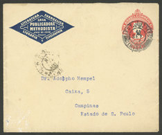 BRAZIL: 100rs. Stationery Envelope With Nice Impression On Front And Back Of "Casa Publicadora Methodista", VF!" - Entiers Postaux