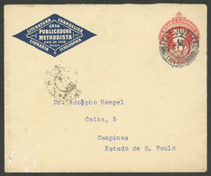 BRAZIL: 100rs. Stationery Envelope With Nice Impression On Front And Back Of "Casa Publicadora Methodista", VF!" - Postal Stationery