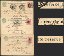 BRAZIL: RHM.BP-57B, 3 Postal Cards With Variety "no Accent Over The E Of Reservé", Not Priced As Used In The RHM Catalog - Entiers Postaux