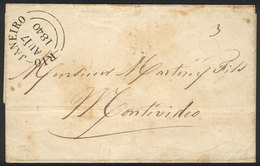 BRAZIL: Folded Cover Sent From Rio To Montevideo On 17/AU/1840 By British Mail, With Datestamp Of The British Agency, Ve - Cartes-maximum