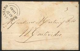 BRAZIL: Folded Cover Sent From Rio To Montevideo On 17/AU/1840 By British Mail, With Datestamp Of The British Agency, Ve - Maximumkarten