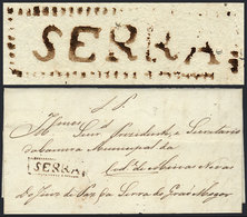 BRAZIL: Entire Letter Dated 12/JUN/1842 To Minas Novas, With The Rare Pre-stamp Marking "SERRA" In Sepia Very Well Appli - Cartes-maximum