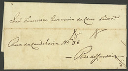 BRAZIL: Entire Letter Sent From Areias To Rio On 4/FE/1852 By "Servicio Nacional", Without Postage, VF Quality!" - Cartes-maximum