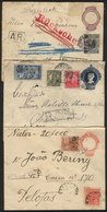 BRAZIL: 3 Registered Covers Sent Between 1897 And 1927 To Various Destinations, Very Nice Postages And Postal Marks, Fin - Cartes-maximum