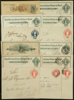BRAZIL: 13 Postal Stationeries Posted Between 1904 And 1915, All With Interesting Train Postmars, Traveling PO Cancels,  - Maximum Cards