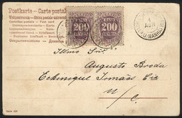 BRAZIL: Postcard Used In Rio Grande Do Sul On 1/AP/1909, Franked With 400Rs. Using A Pair Of Postage Due Stamps Of 200Rs - Cartes-maximum