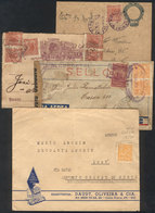 BRAZIL: 4 Used Covers, Postal Stationeries Etc., Interesting Cancels, Censor Marks Etc., Good Opportunity! - Cartes-maximum