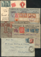 BRAZIL: 5 Covers Used Between 1923 And 1939, All With Commemorative Stamps In Their Postage, Very Interesting! - Cartes-maximum