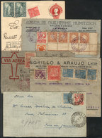 BRAZIL: 5 Covers Used Between 1923 And 1939, All With Commemorative Stamps In Their Postage, Very Interesting! - Cartoline Maximum