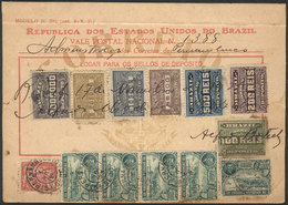 BRAZIL: Postal Money Order (vale Postal Nacional) Sent From Pernambuco To Bahia On 17/NO/1925, Franked With 300Rs. Indep - Maximum Cards