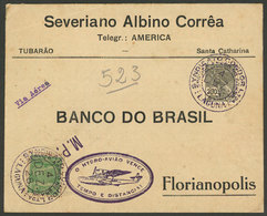 BRAZIL: 4/DE/1929 Laguna - Florianopolis, Cover Flown By CONDOR Seaplane, With Arrival Backstamp Of The Same Day, VF Qua - Cartes-maximum