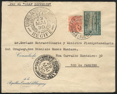 BRAZIL: Cover Flown By ZEPPELIN, Sent From Recife To Rio De Janeiro On 23/MAY/1930, Franked By RHM.Z-1 + Another Value,  - Maximum Cards