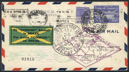 BRAZIL: ZEPPELIN: Cover Franked By RHM.Z-3 + Another Value, Sent From Rio De Janeiro To SPAIN On 24/MAY/1930, With Speci - Maximum Cards