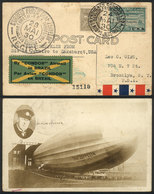 BRAZIL: Postcard With View Of Zeppelin In A Hangar And Dr. Hugo Eckener, Flown By ZEPPELIN, Sent From Rio De Janeiro To  - Maximum Cards