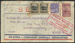 BRAZIL: 7/JUN/1930 First Direct Transatlantic Airmail Rio - Paria, By Mermoz: Cover Sent From Sao Paulo To Switzerland,  - Cartoline Maximum