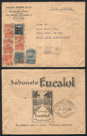 BRAZIL: 11/JUL/1930 Aldeia Campista - Rio De Janeiro: Airmail Cover, With A Nice Printed Advertising For EUCALOL SOAP On - Cartoline Maximum