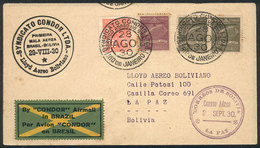 BRAZIL: 2/SE/1930 Rio De Janeiro - La Paz, CONDOR-LAB First Flight, VF Quality! - Cartes-maximum