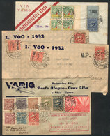 BRAZIL: 4 Covers Flown By VARIG Between 1931 And 1933, Including FIRST FLIGHTS, Good Postages, VF Quality! - Cartoline Maximum