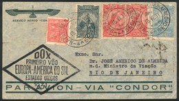 BRAZIL: 16/JUN/1931 Natal - Rio De Janeiro: Cover Flown By Seaplane Dornier DO-X, Special Handstamp And Arrival Backstam - Maximum Cards