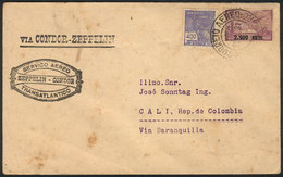 BRAZIL: Cover Sent Via ZEPPELIN From Rio De Janeiro To CALI (Colombia) On 22/OC/1931, With Friedrichshafen Transit Backs - Cartes-maximum