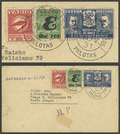 BRAZIL: 30/NO/1931 Pelotas - Porto Alegre, Express Cover Flown By VARIG, Franked By RHM.V-16 + Other Values, VF Quality, - Cartes-maximum