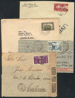 BRAZIL: 3 Covers + 1 Front Used Between 1932 And 1941, Franked With Commemorative Stamps Used ALONE, VF Quality, High RH - Cartoline Maximum