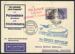 BRAZIL: ZEPPELIN: Card Franked By RHM.Z-12 + Another Value, Sent From Rio De Janeiro To Germany On 21/AP/1932, Excellent - Cartoline Maximum