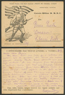 BRAZIL: Soldiers Mail Card Sent To Ribeirao Preto In 1932 During The Constitutionalist Revolution Of Sao Paulo And Mato  - Cartes-maximum