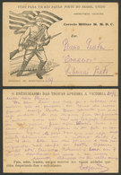 BRAZIL: Soldiers Mail Card Sent To Ribeirao Preto In 1932 During The Constitutionalist Revolution Of Sao Paulo And Mato  - Cartoline Maximum