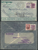 BRAZIL: 2 Covers Franked With Zeppelin Stamps RHM.Z-12 And Z-13, Flown Via ZEPPELIN To Germany And Switzerland, Respecti - Cartes-maximum