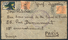 BRAZIL: ZEPPELIN: Cover Sent From Sao Paulo To Paris On 9/AU/1933, With Friedrichshafen Transit Backstamp, Low Start! - Cartes-maximum