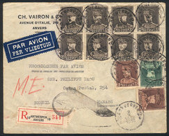 BRAZIL: FIRST FLIGHT BELEM - MANAOS By PANAIR: Registered Airmail Cover Sent From Anvers (Belgium) To Manaos (Brazil) On - Cartes-maximum