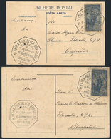 BRAZIL: 2 Postcards Franked With RHM.C-60 ALONE, With Special Postmark Of The "1st Brazilian Philatelic Fair", VF Qualit - Cartes-maximum