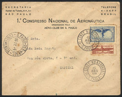 BRAZIL: Cover Franked By RHM.C-64 + C-65, Sent From The 1st Congress On Aeronautics In Sao Paulo To Ada Leda Rogato (fir - Cartes-maximum