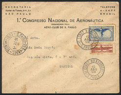 BRAZIL: Cover Franked By RHM.C-64 + C-65, Sent From The 1st Congress On Aeronautics In Sao Paulo To Ada Leda Rogato (fir - Cartoline Maximum