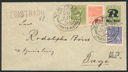 BRAZIL: Cover Flown Via VARIG From Porto Alegre To Bagé On 26/JUN/1934 Franked By RHM.V-43 + Other Values, Excellent Qua - Cartoline Maximum