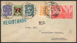 BRAZIL: Cover Flown Via VARIG From Porto Alegre To Livramento On 29/JUN/1934 With Mixed Postage Of Commemorative Stamps  - Cartoline Maximum