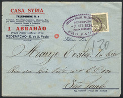 BRAZIL: Cover Sent From REDEMPÇAO To Sao Paulo On 7/SE/1934, Very Nice Violet Cancel, VF Quality! - Cartes-maximum