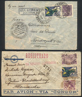 BRAZIL: 2 Airmail Covers Sent To Netherlands And Germany In 1935 And 1939, Both Via Condor, Very Nice! - Cartes-maximum