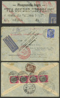 BRAZIL: Airmail Cover Sent From Germany To Rio, On Arrival It Received A Black Mark On Front: "- Responda Logo - VIA CON - Cartes-maximum