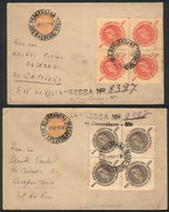 BRAZIL: 2 Express Covers Sent From Copacabana (Rio) To Sapucaia And Capivary On 17 And 18/AU/1936, Franked With 1,300Rs. - Cartes-maximum