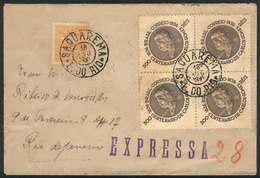 BRAZIL: Express Cover Sent From SAQUAREMA To Rio On 18/AU/1936 Franked With 1,300Rs. Including A Block Of 4 Of RHM.C-106 - Cartes-maximum