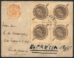 BRAZIL: Express Cover Sent From JOAO MARCOS To Rio On 6/OC/1936 Franked With 1,300Rs. Including A Block Of 4 Of RHM.C-10 - Cartoline Maximum