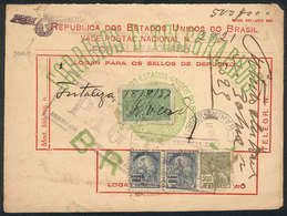 BRAZIL: Postal Money Order (vale Postal) Of 18/AU/1937 With Stamp Of 500,000Rs. Bright Green (RHM.D-78), Rare! - Cartes-maximum