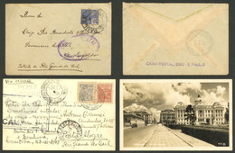 BRAZIL: Cover + Postcard Used In 1939 And 1943, Both CENSORED, VF Quality, Interesting! - Cartes-maximum