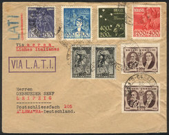 BRAZIL: Airmail Cover Sent By LATI From Rio De Janeiro To Germany On 22/NO/1940, With Spectacular Postage Of 8 Commemora - Cartoline Maximum