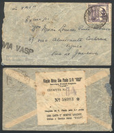 BRAZIL: Airmail Cover Sent From Sao Paulo To Rio On 24/JUL/1941 By VASP, Franked With 1,800Rs., Very Nice! - Cartoline Maximum