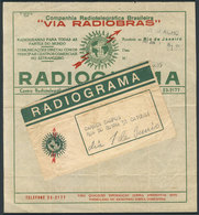 BRAZIL: Radiogram Of 1/JUN/1945 (FEB), Including Its Original Envelope, Fine Quality, Interesting! - Cartes-maximum