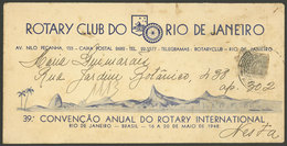 BRAZIL: Special Cover Of The 39th Intl. ROTARY Convention, Used In Rio In MAY/1948 With Special Postmark, Very Nice! - Cartes-maximum